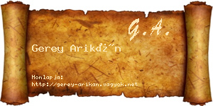 Gerey Arikán névjegykártya